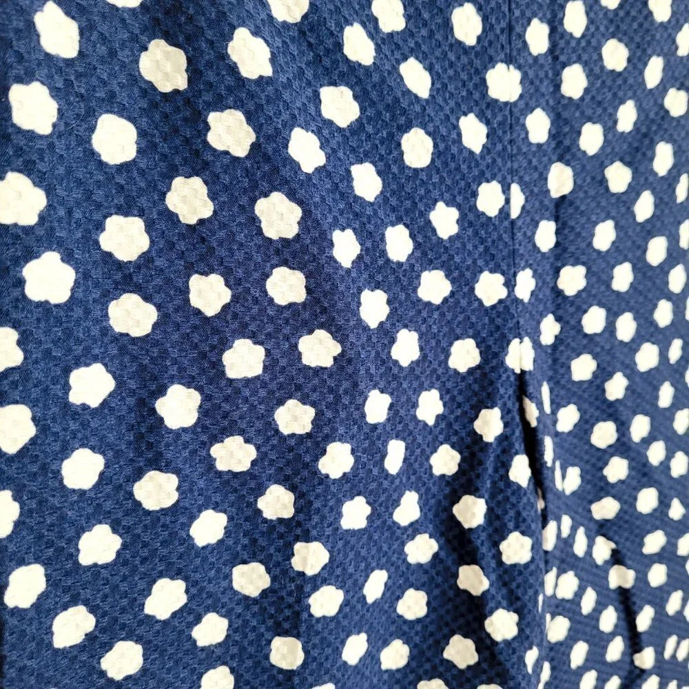 NWT Kate Spade Blue Jacquard Cloud Polka Dot High Waisted Cropped Pants